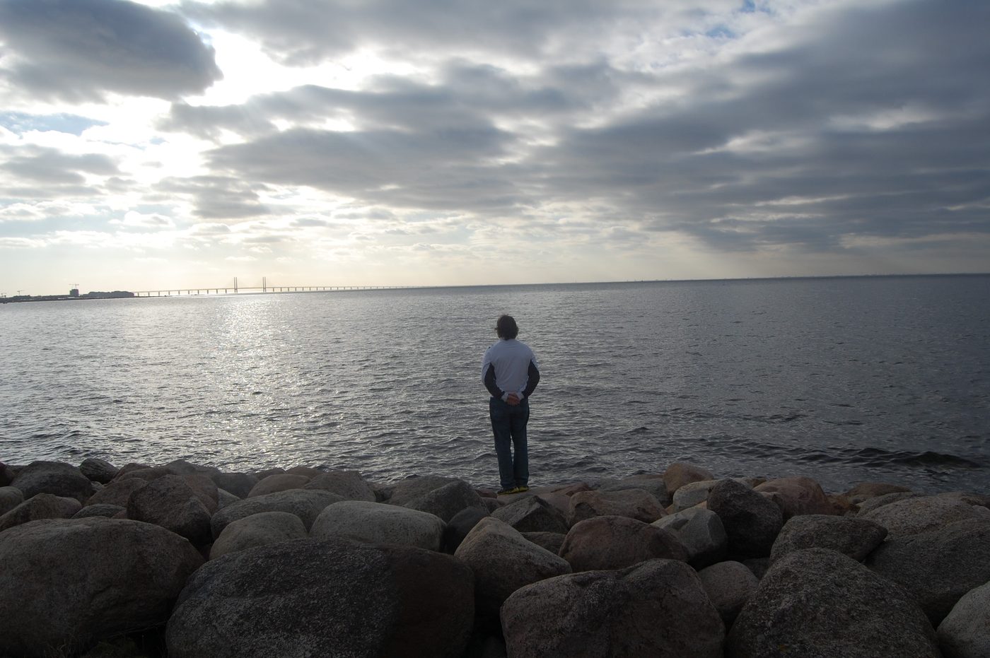 Looking out at the Oresund Bridge from Malmo, Sweden