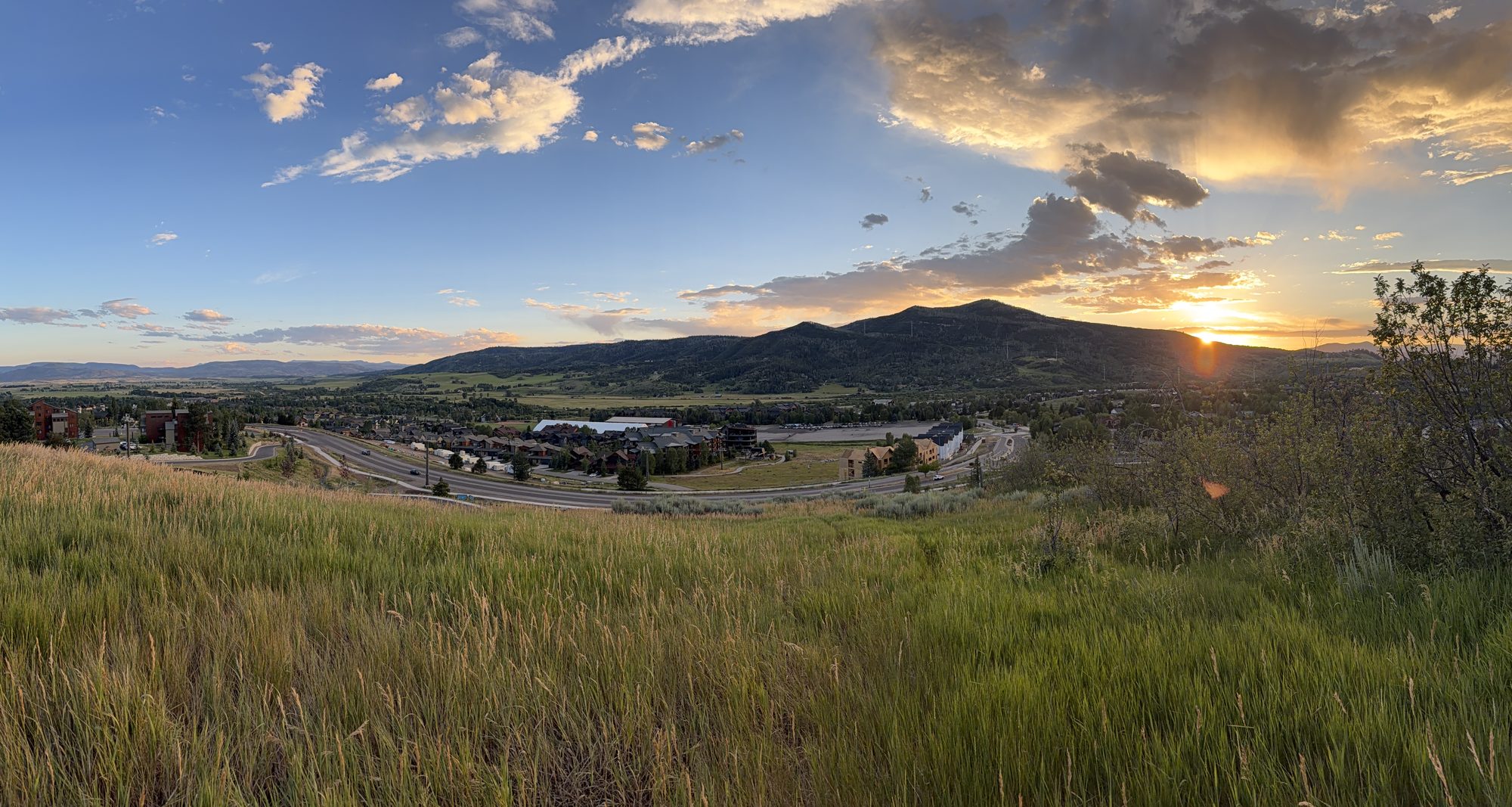 Sunset over a mountain valley